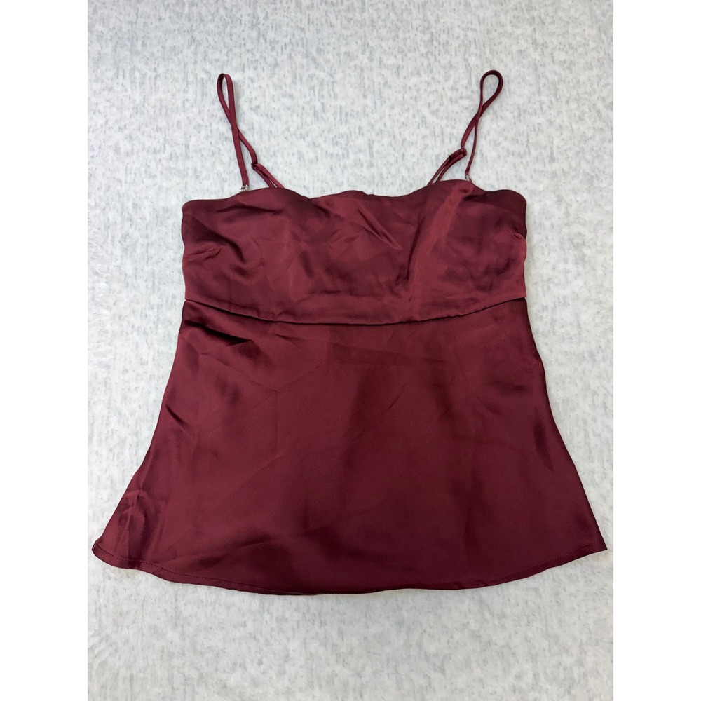 Wild Fable‎ Burgundy Satin Babydoll Camisole Top Rhinestone Straps  Small NWT
